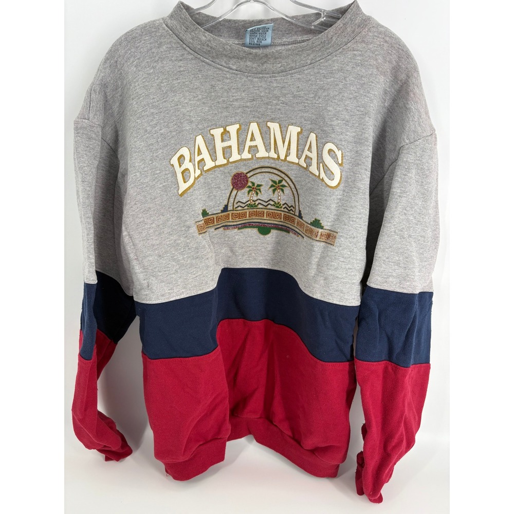 Vintage Sun‎ Triangle Bahamas Embroidered Sweatshirt Crewneck L/XL Retro